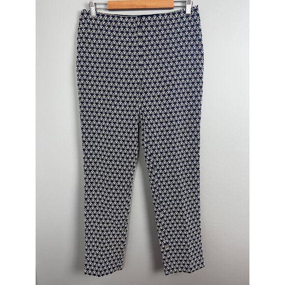 J. McLaughlin Women's 10 Pants Crop Ankle Geometric Jacquard Stretch Preppy Chic - Picture 2 of 10
